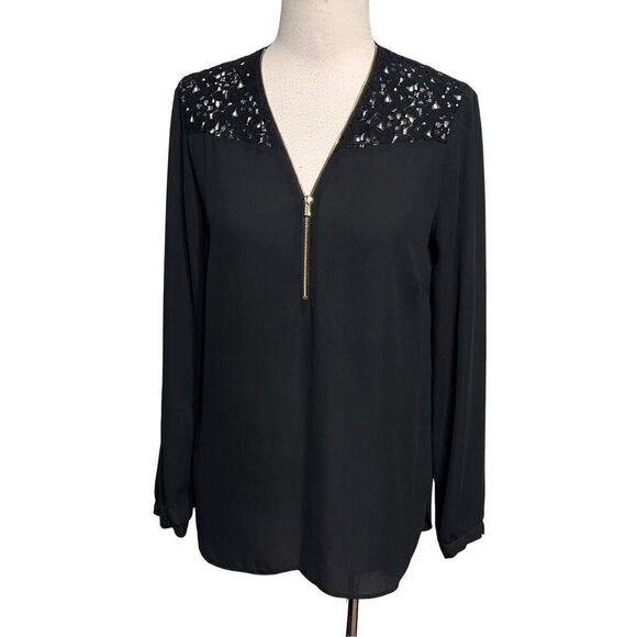 Cache Long Sleeve Black Lace Tunic Size Small - Picture 1 of 5
